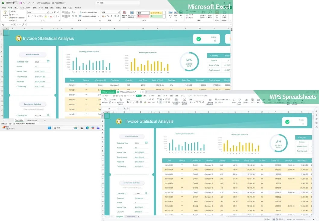 Microsoft Excel と WPS Spreadsheets の互換性